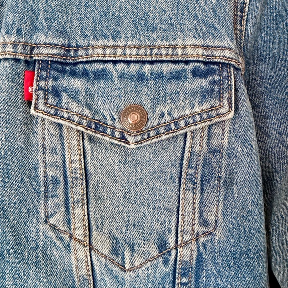 Levi’s Sherpa Lined Denim Jacket Size L Vintage Trucker - Picture 5 of 8